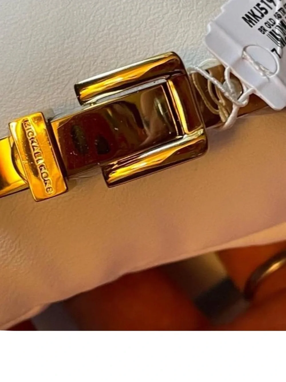 Michael Kors Gold Tone Hinged Logo Bracelet